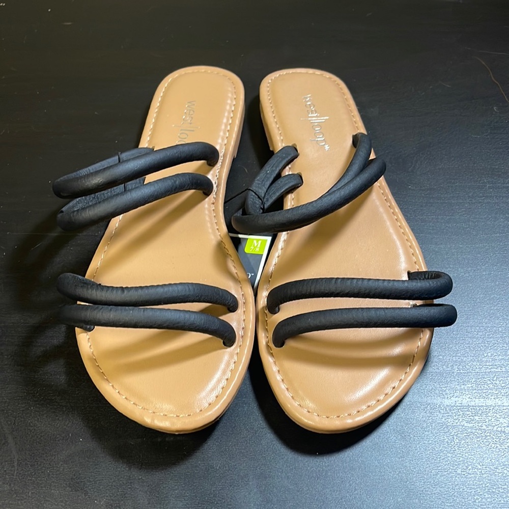 West Loop Women’s Sandals Black Sandals Slides w/Cushioned Insoles Size M 7/8